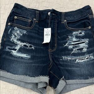 American Eagle Outfitters Dark Blue Ripped Jean Shorts